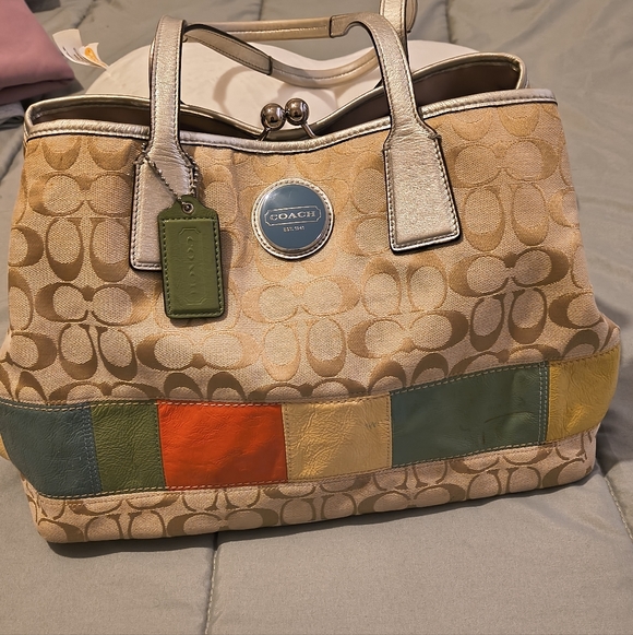 Coach Handbags - Coach Multicolor Signature Tote Bag